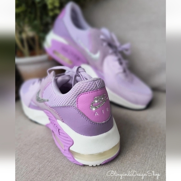 Nike Air Max Excee Womens Purple Sneakers Shoes Made with Swarovski Crystals - Picture 3 of 7